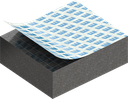 Zellgummi 10 x 25 mm, CR schwarz dehnungsfrei und selbstklebende Montagehilfe
