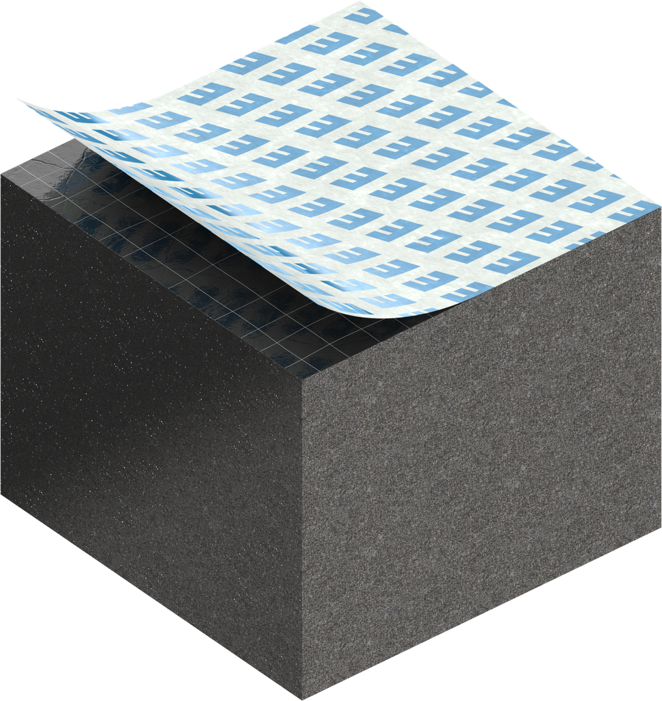 Zellgummi 25 x 30 mm, EPDM schwarz dehnungsfrei und selbstklebende Montagehilfe