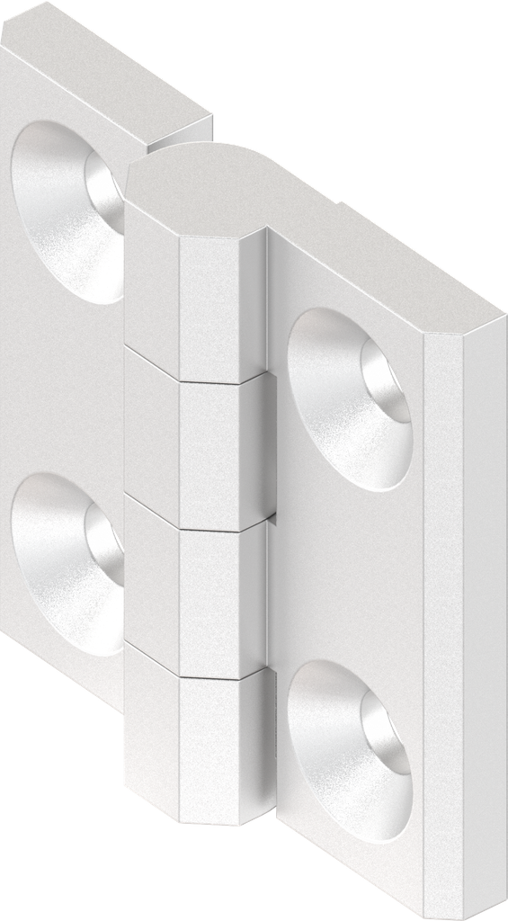 Charnière à 180° sans axe de charnière, inox AISI 316 poli brillant
