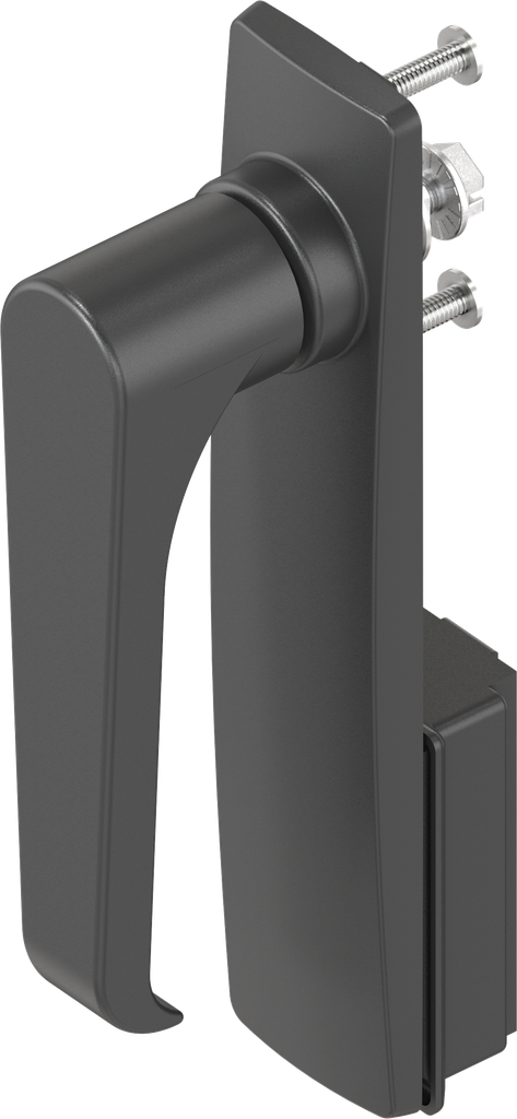 capotage long avec poignée bec de cane sans clé, polyamide noir et zamak époxy noir