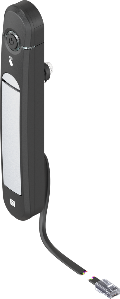 Zwenkgreep Agent E bekabeld met RFID kaartlezer 13.56 kHz, zamak gepoedercoat in wit aluminium en polyamide GV zwart