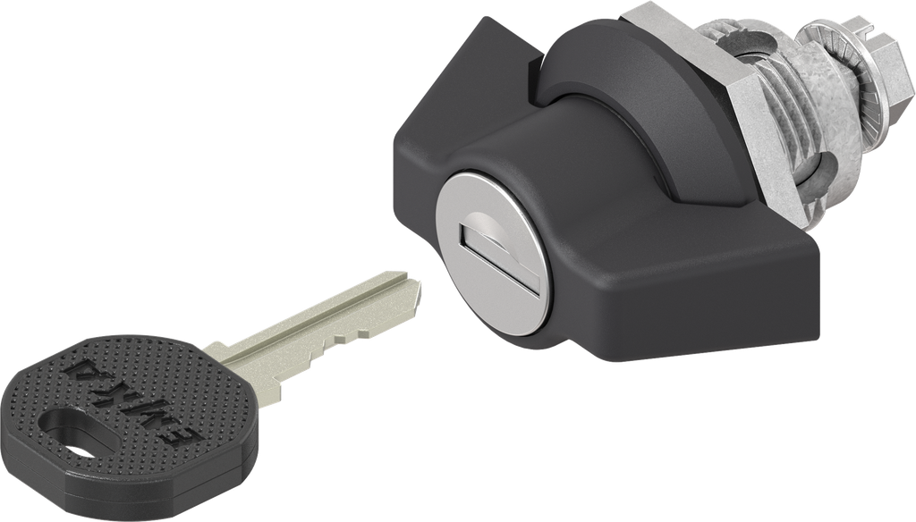 Knevelslot verschillend sluitend, Zamak zwart gepoedercoat