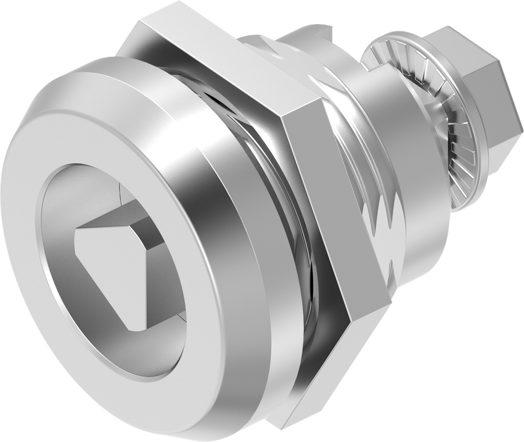 quart de tour de sécurité triangle 8, inox AISI 303