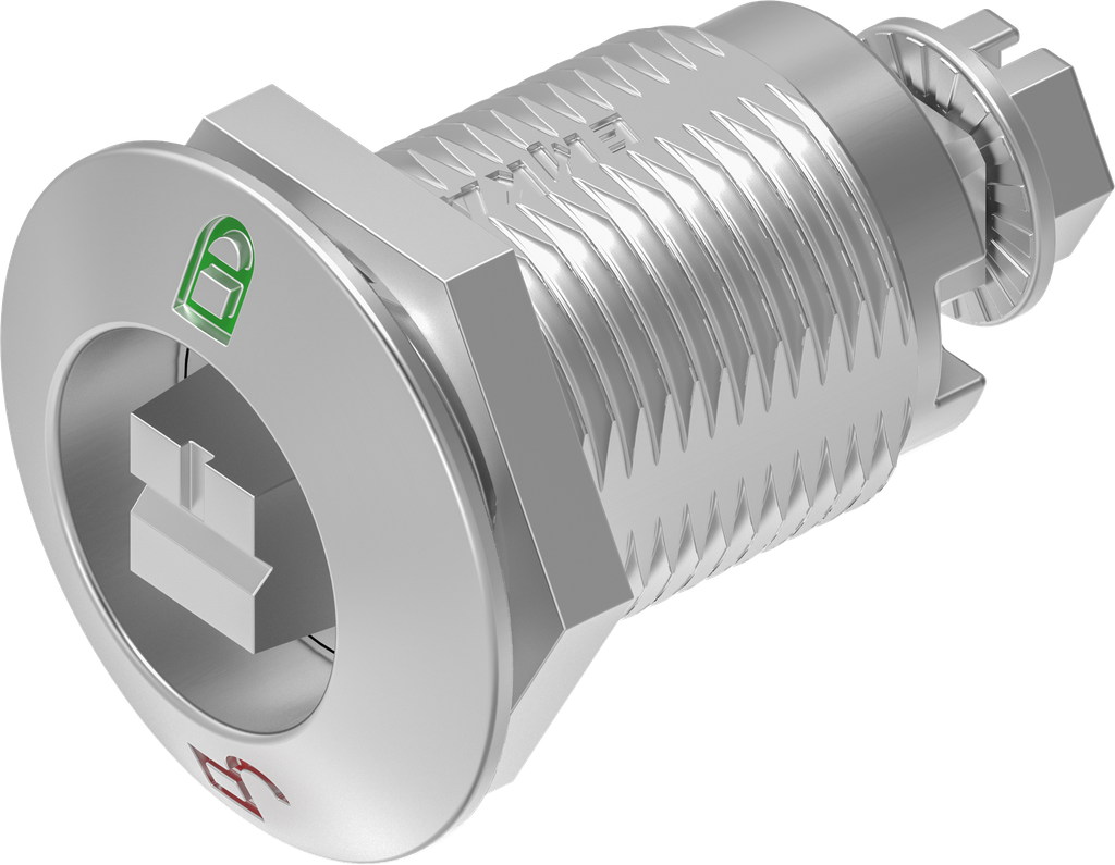 verrou à compression, version ferroviaire avec marquage rouge/vert, inox AISI 316 poli