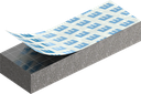 Zellgummi 5 x 10 mm, CR schwarz dehnungsfrei und selbstklebende Montagehilfe