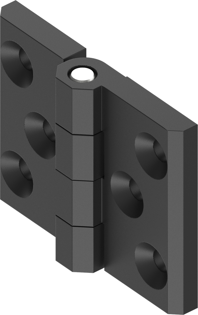 Charnière 180°, zamak époxy noir