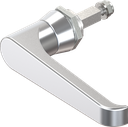 Maneta en L, sin llave, zamak cromado