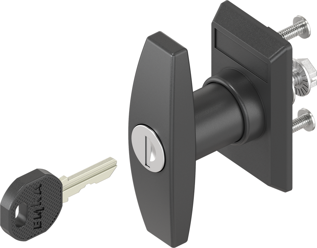 capotage avec poignée en T clé EK 333, polyamide noir et zamak époxy noir