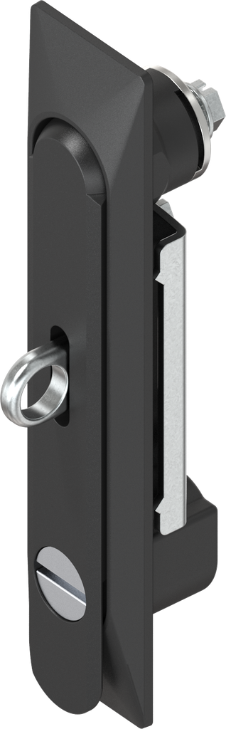Maniglia girevole 1150 con inserto intaglio 2x4 e per lucchetto, zama nero verniciato a polvere