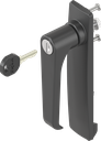 capotage long avec poignée bec de cane clé EK 333, polyamide noir et zamak époxy noir