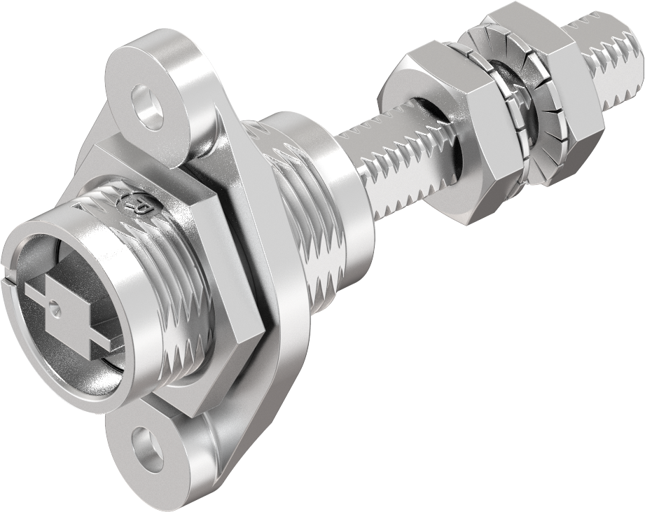 Chiusura 1/4 di giro a compressione per montaggio a filo versione ferroviaria con aletta versione destra, acciaio inox AISI 316
