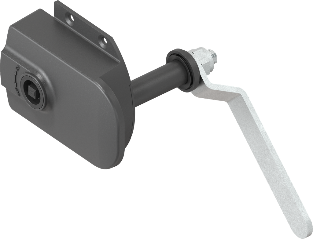 Chiusura per porte per montaggio esterno quadro 7 con maniglia interna, poliammide 66 GF 50 nero