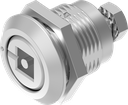 Compression latch square female 7.5 with pin and marking, Stainless steel AISI 316